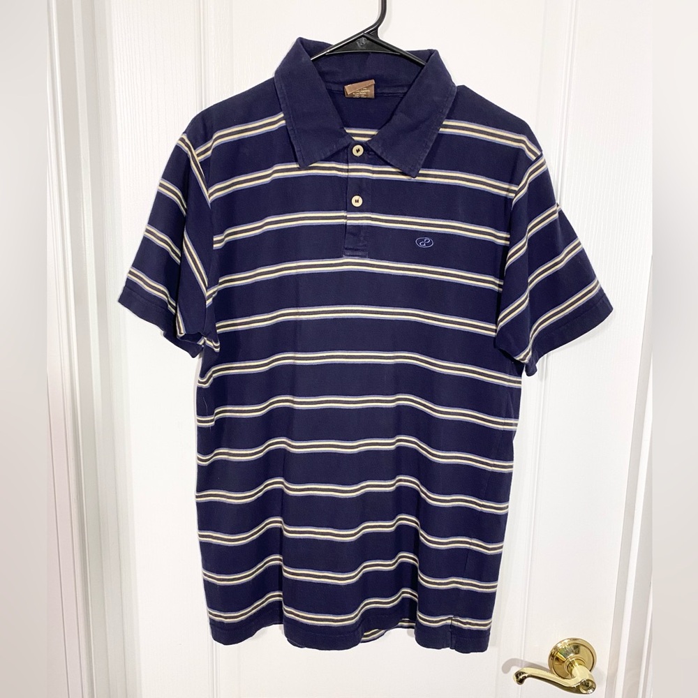Y2K VTG Parts Retro Striped Polo Shirt Navy Men’s Medium